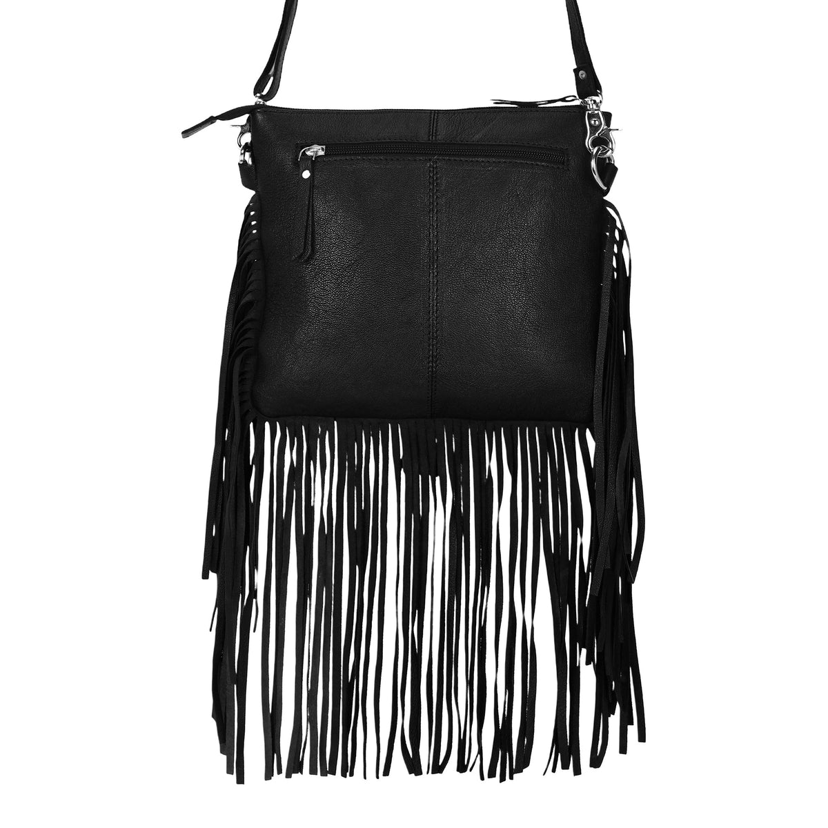 Myra Brindis Crossbody Bag for Women in black with hair on and handtooled leather - Myra USA
