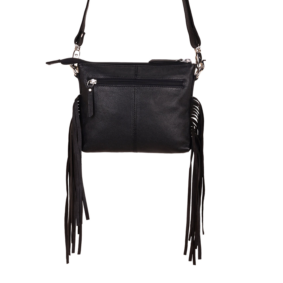 Myra Shalom Crossbody Bag for Women in black with hair on and handtooled cross - Myra USA