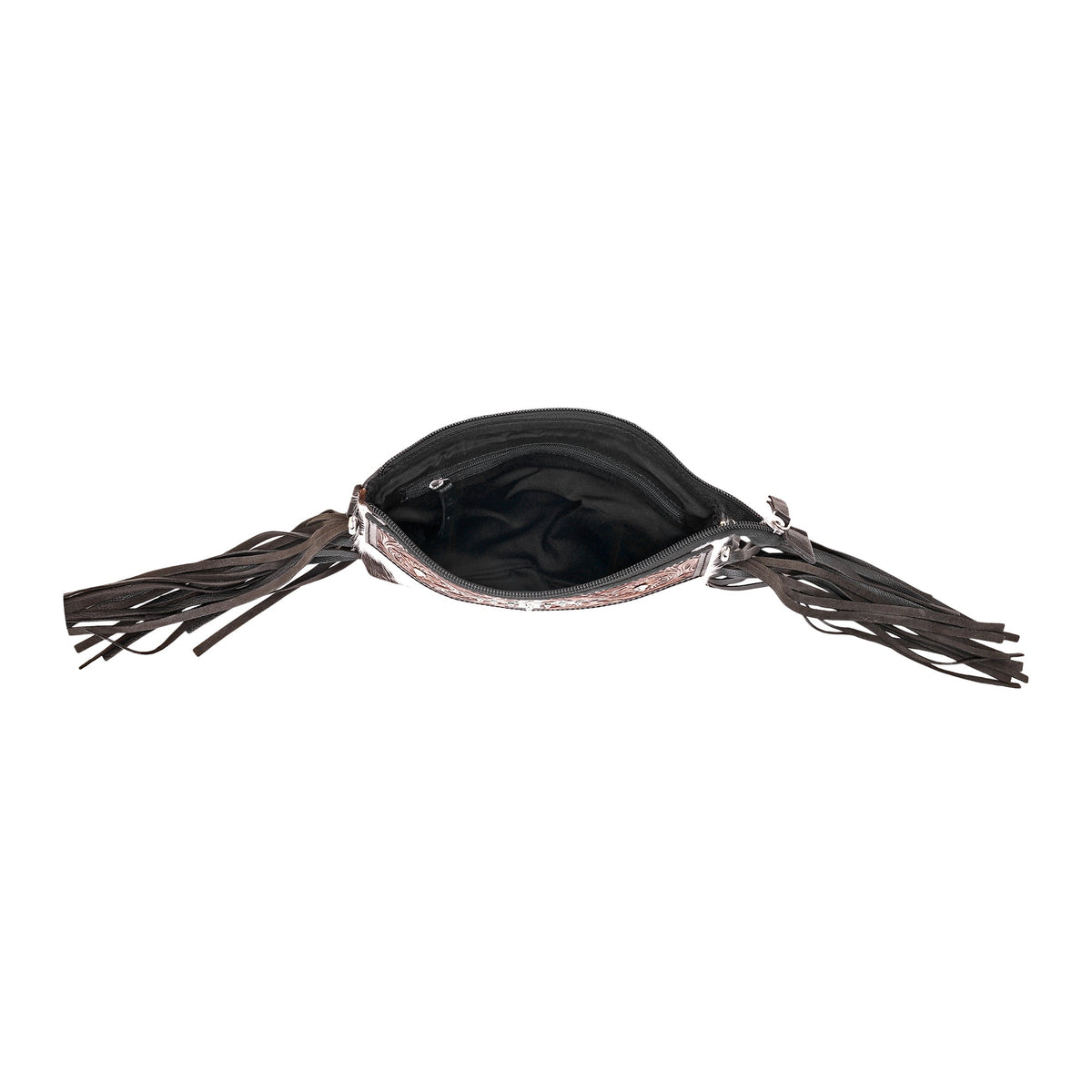 Myra Shalom Crossbody Bag for Women in black with hair on and handtooled cross - Myra USA
