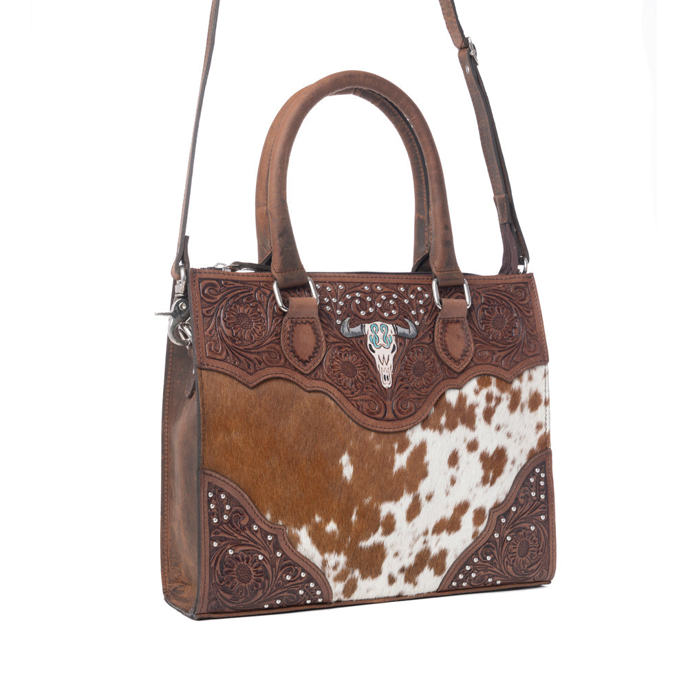 Myra Timber Trail Hairon Leather Concealed Carry Bag in Cream Mocha - Myra USA