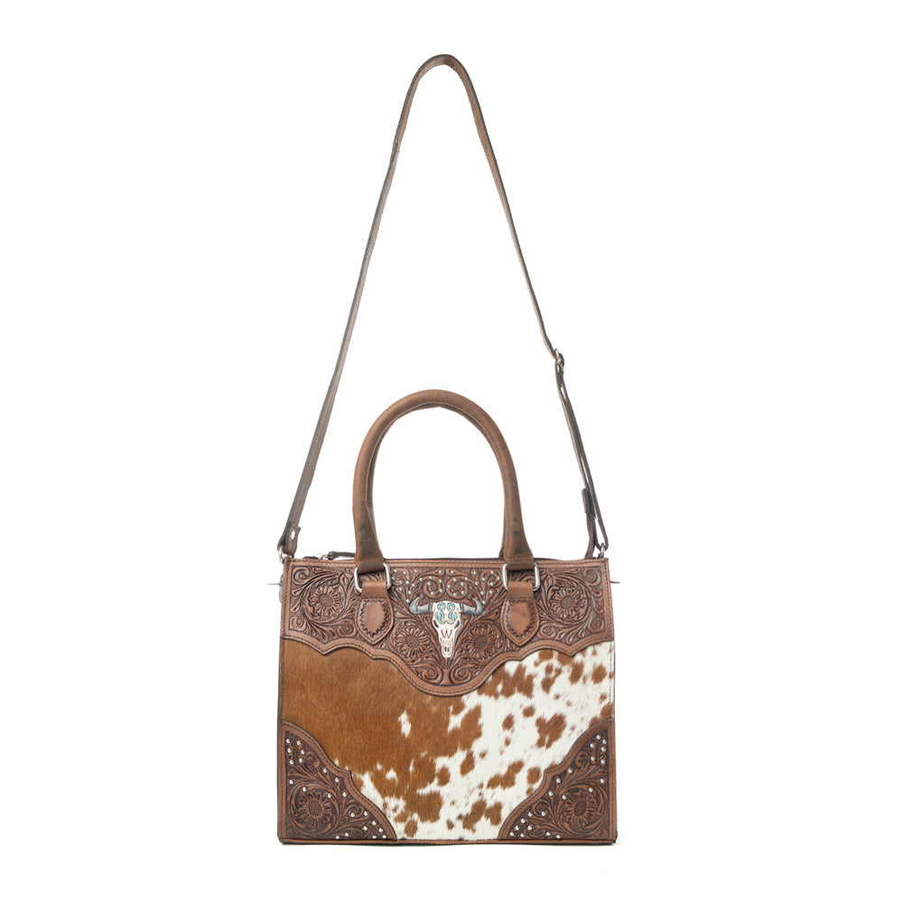 Myra Timber Trail Hairon Leather Concealed Carry Bag in Cream Mocha - Myra USA