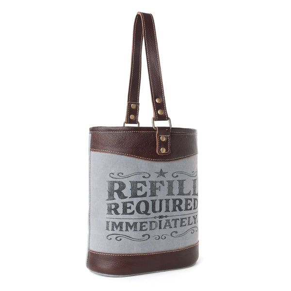 Myra Textura Cotton & Leather Wine Holder in Saddle Frost - Myra USA