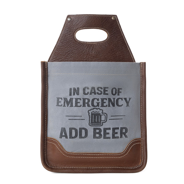 Myra Barrelcut Leather & Canvas Beer Holder in Cedar White - Myra USA