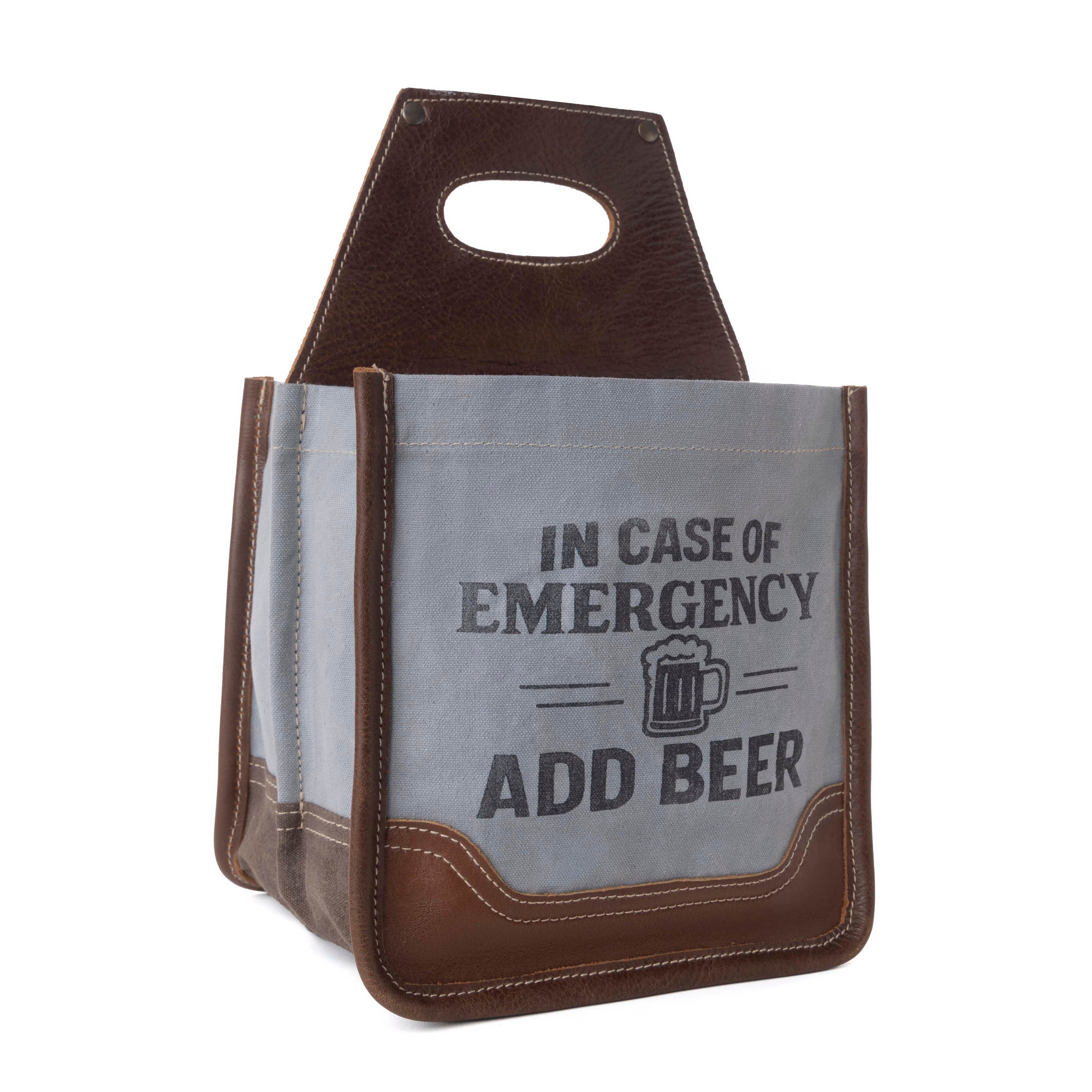 Myra Barrelcut Leather & Canvas Beer Holder in Cedar White - Myra USA