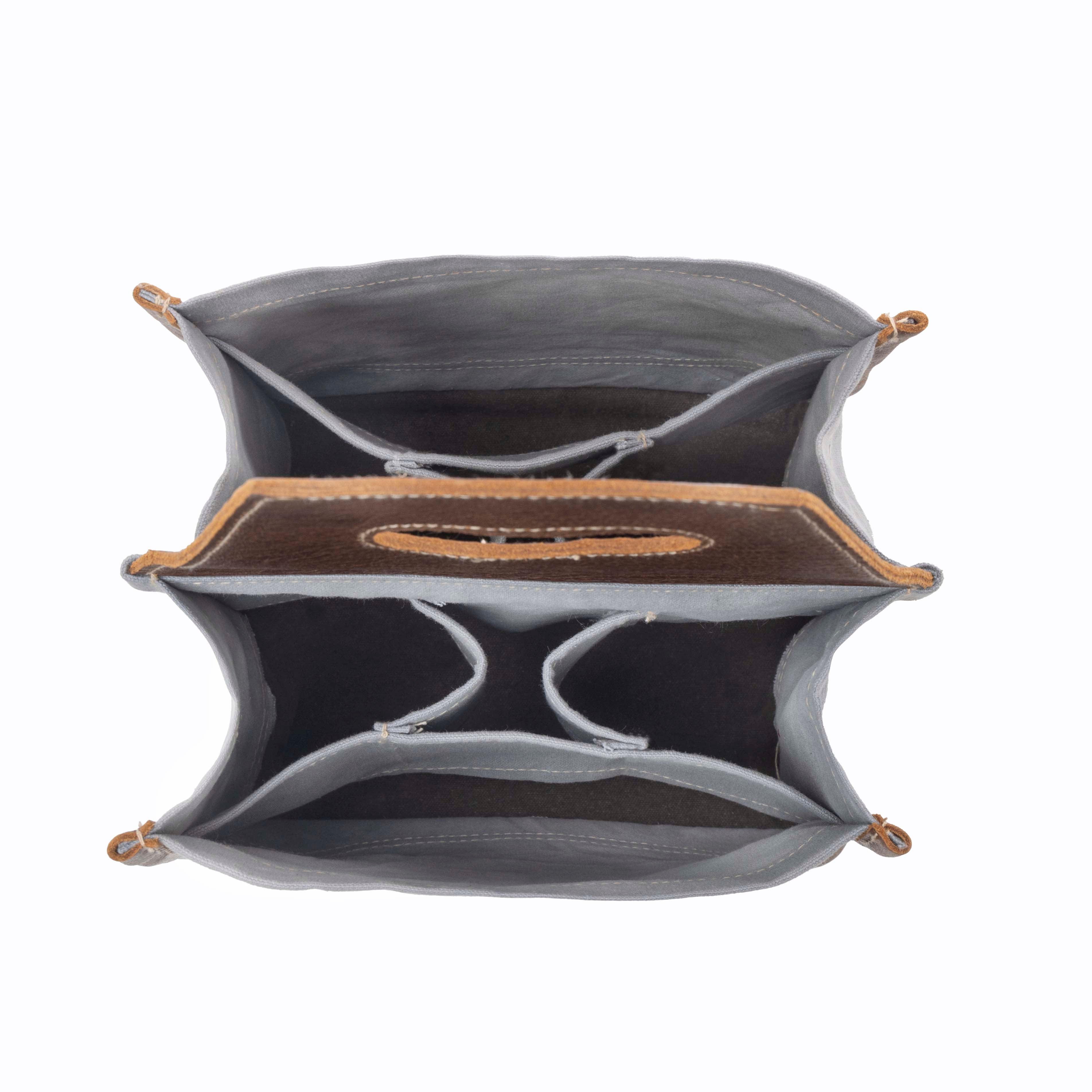 Myra Barrelcut Leather & Canvas Beer Holder in Cedar White - Myra USA