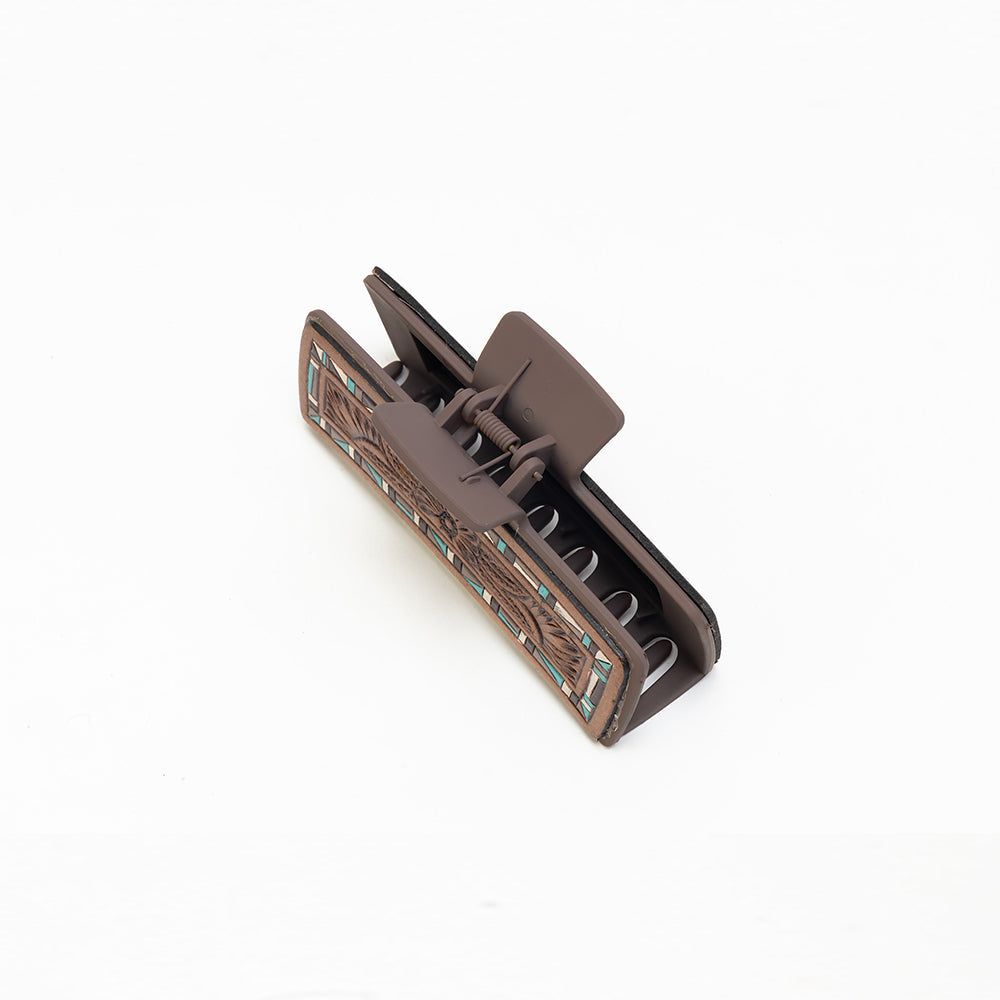 Myra Desertridge Handtooled Hair Clip in Chestnut - Myra USA