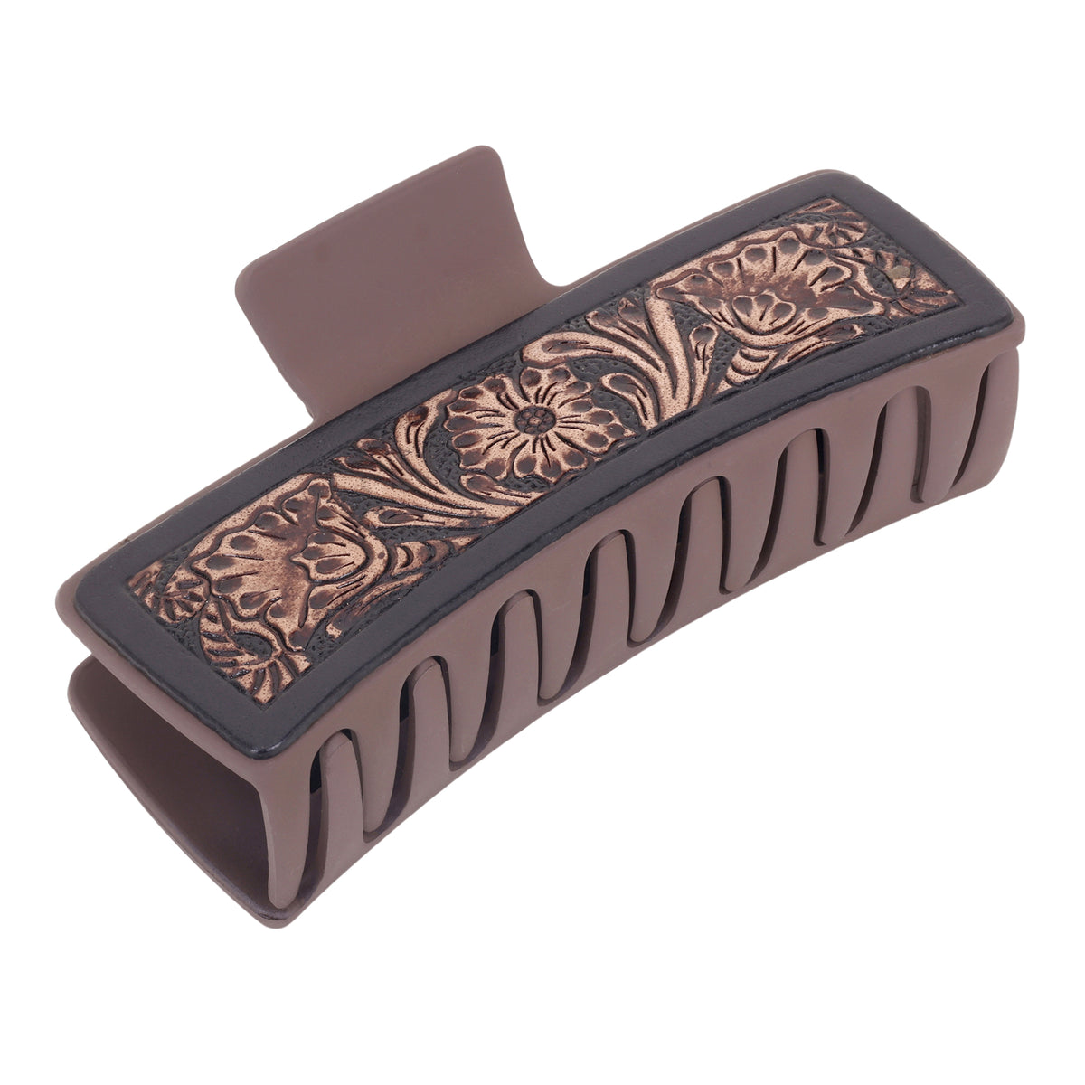 Myra Cindertrail Handtooled Hair Clip in Ebony Cream - Myra USA