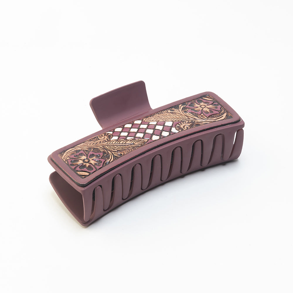 Myra Cindertrail Handtooled Hair Clip in Ebony Cream - Myra USA