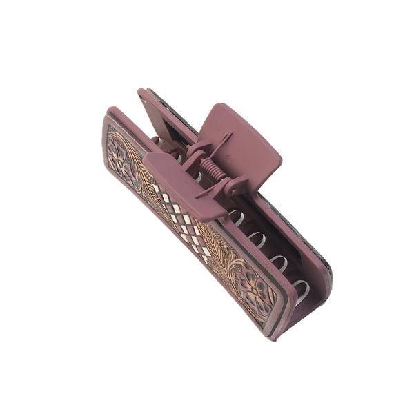 Myra Cindertrail Handtooled Hair Clip in Ebony Cream - Myra USA