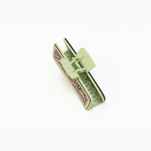 Myra Trail Moss Handtooled Hair Clip in Olive Mocha - Myra USA