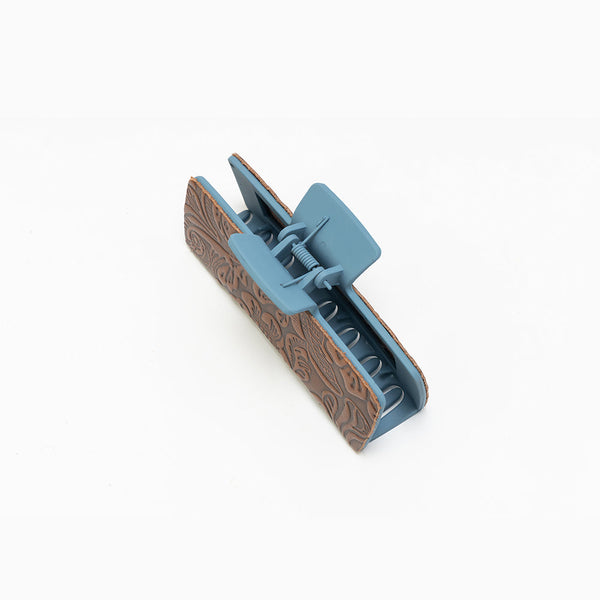 Myra Fairbank Embossed Leather Hair Clip in Ocean Oak - Myra USA