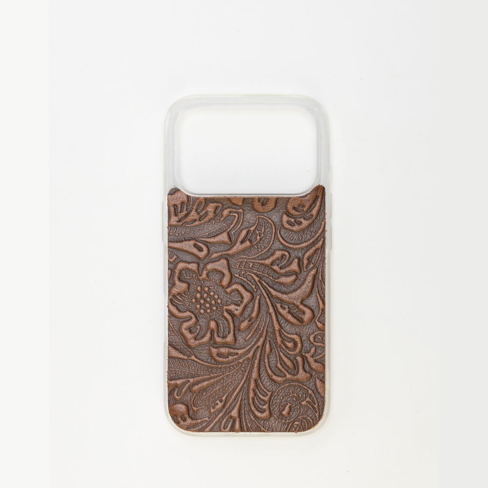 Myra Timber Cut Embossed Leather iPhone 17 Pro Mobile Case - Myra USA