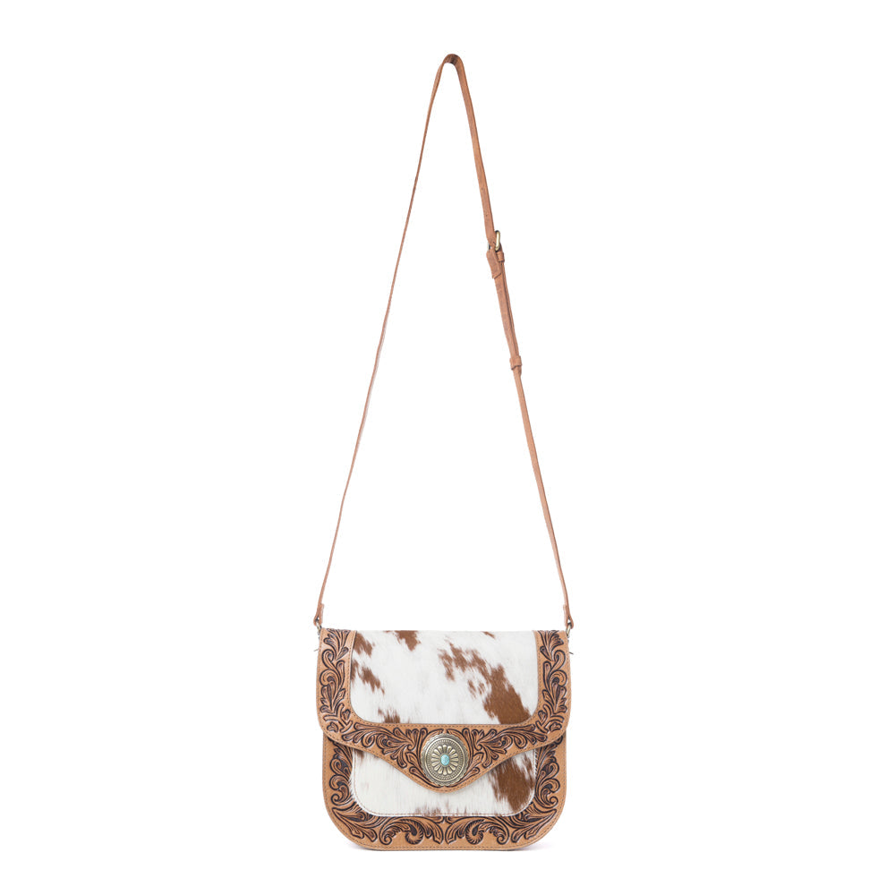 Myra Yellowstone Frontier Ridge Handtooled Bag in Oat Mocha - Myra USA