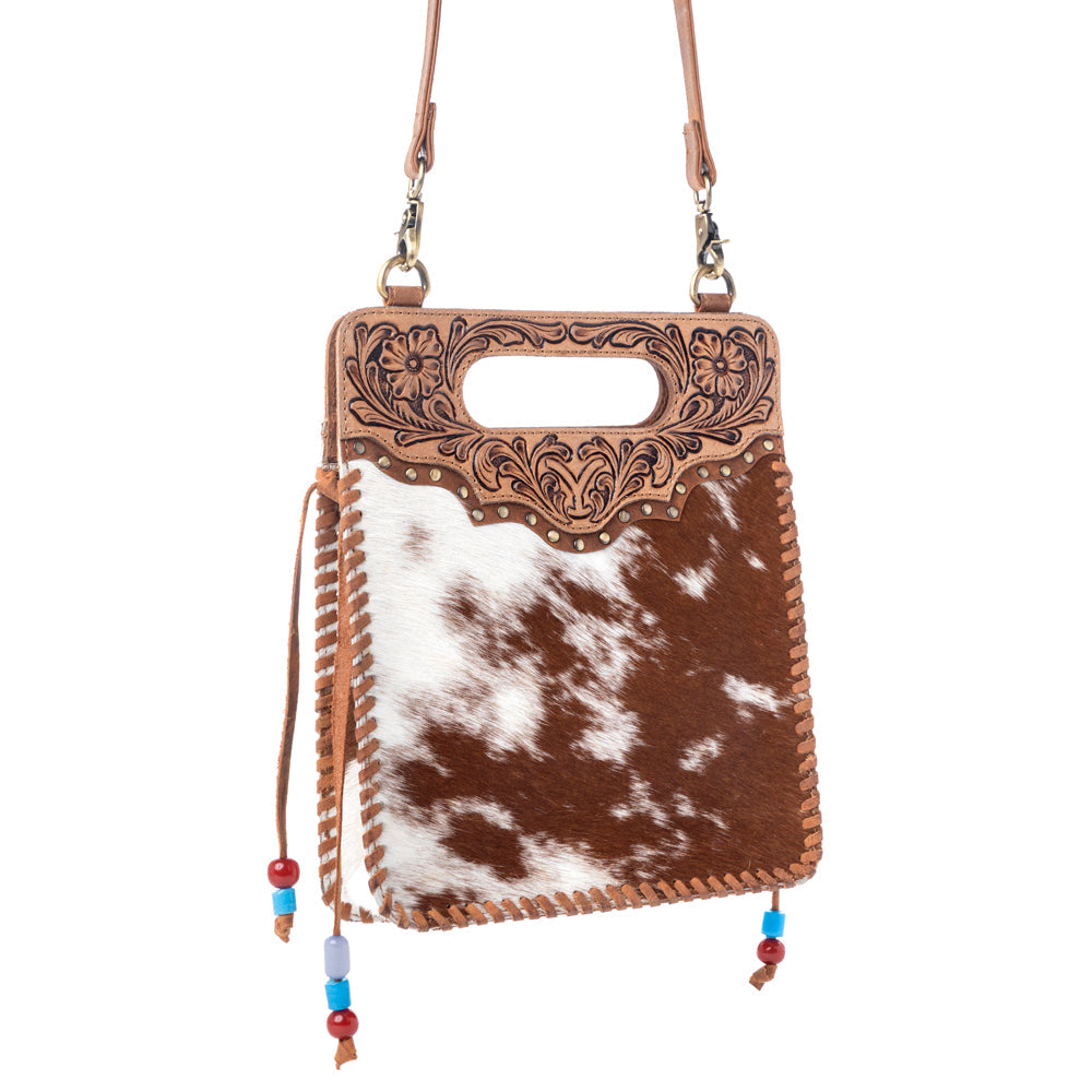 Myra Yellowstone Lone Creek Handtooled Bag in Ivory Mahogany - Myra USA