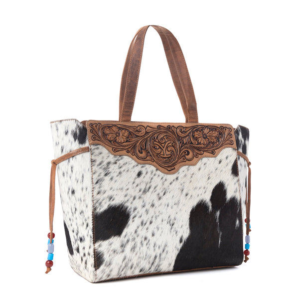 Myra Yellowstone Winter Prairie Handtooled Bag in Ivory Toffee - Myra USA