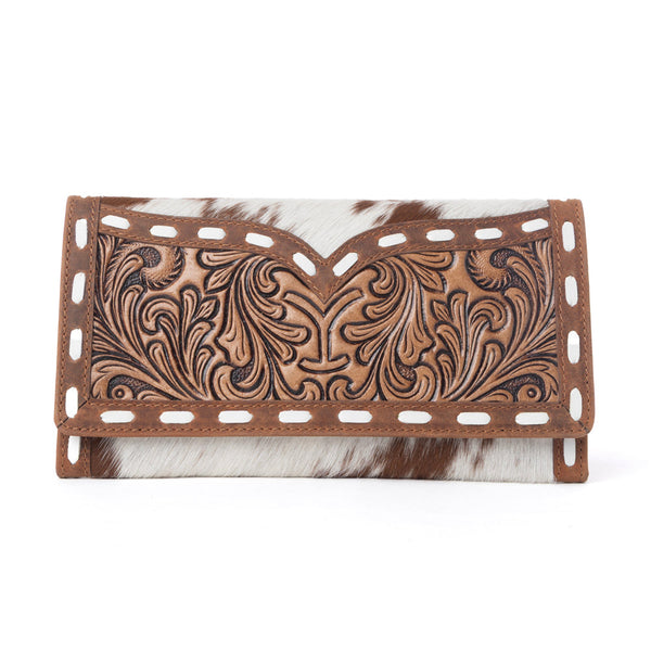 Myra Yellowstone Sienna Stockyard Hairon Leather Women’s Purse in Cream Cocoa - Myra USA
