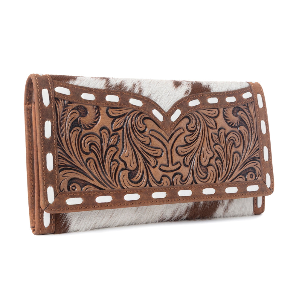 Myra Yellowstone Sienna Stockyard Hairon Leather Women’s Purse in Cream Cocoa - Myra USA