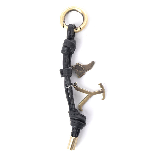 Myra Yellowstone Longhorn Leather Key Fob in Midnight Bridle - Myra USA