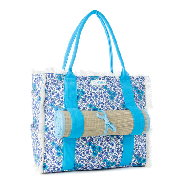 Shoreline Weekender Bag with Beach Mat in Cobalt Sky - Myra USA