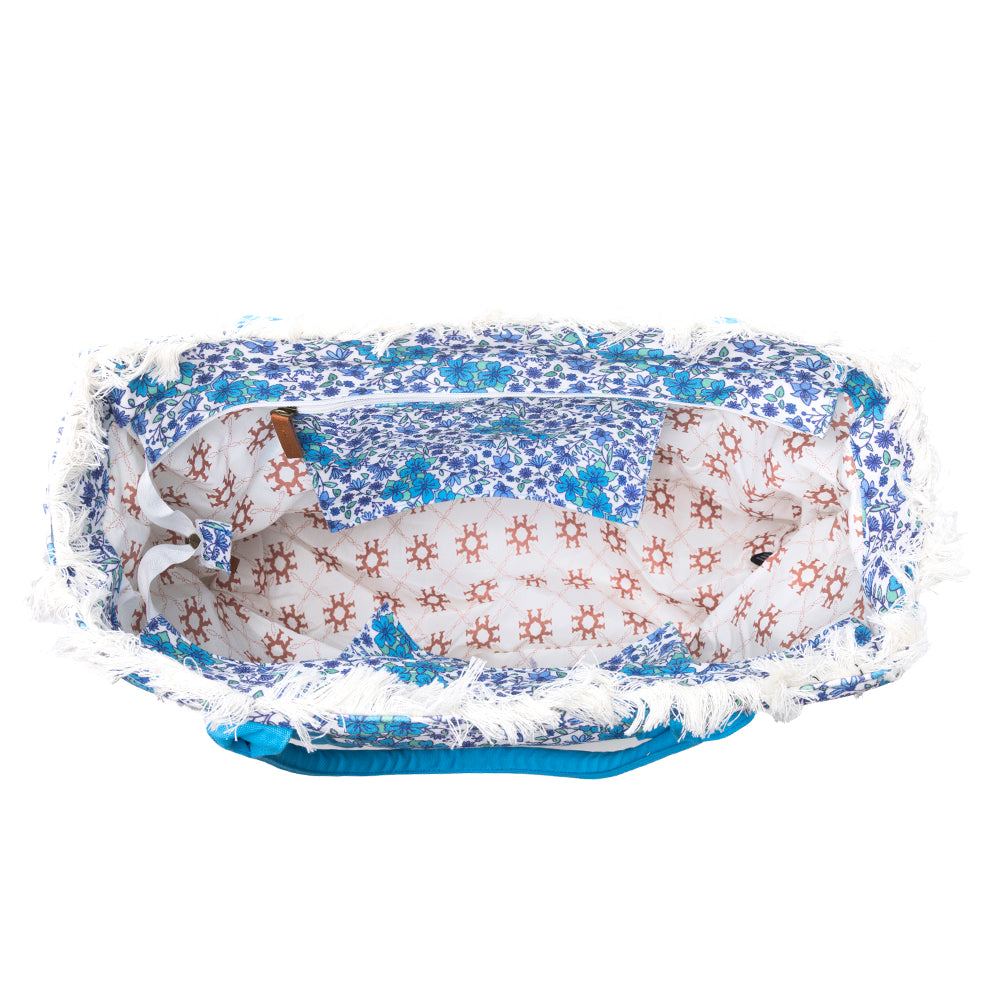 Shoreline Weekender Bag with Beach Mat in Cobalt Sky - Myra USA
