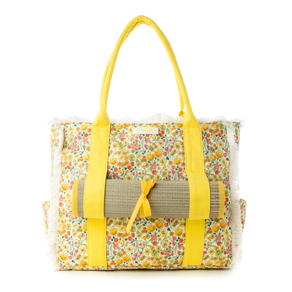 Shoreline Weekender Bag with Beach Mat in Sunlit Yellow - Myra USA