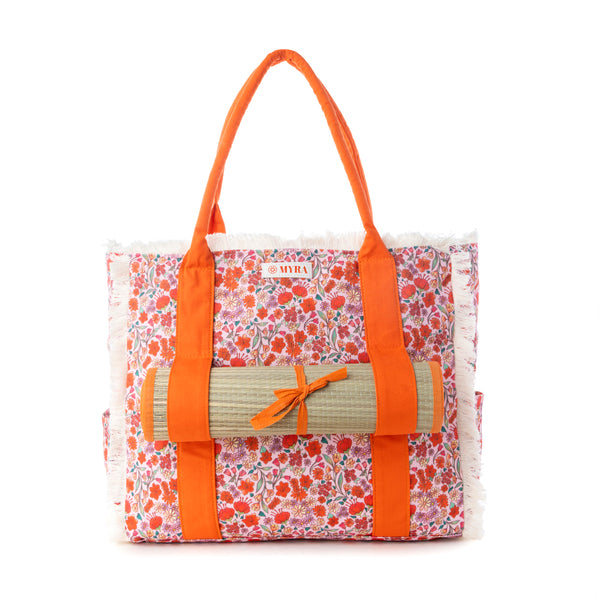 Shoreline Weekender Bag with Beach Mat in Sunset Rust - Myra USA