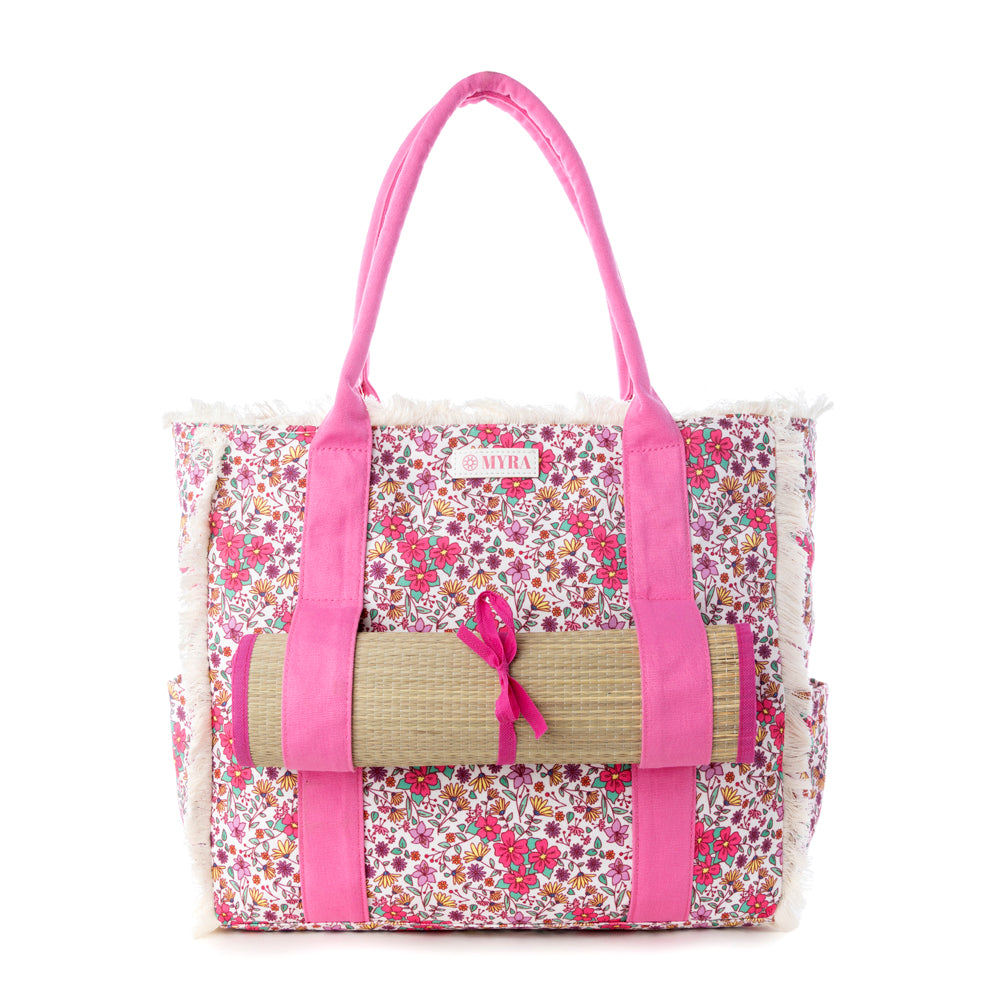 Shoreline Weekender Bag with Beach Mat in Sage Rose - Myra USA