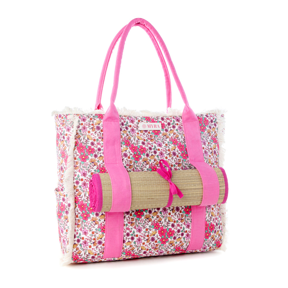 Shoreline Weekender Bag with Beach Mat in Sage Rose - Myra USA
