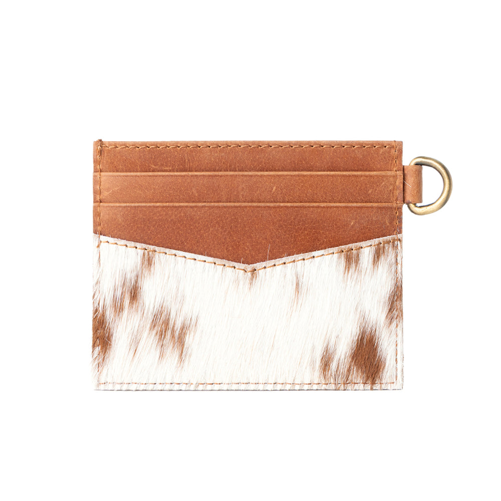 Cowtown Card Holder for Women in brown with hair-on detail - Myra USA