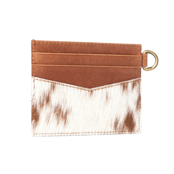 Cowtown Card Holder for Women in brown with hair-on detail - Myra USA