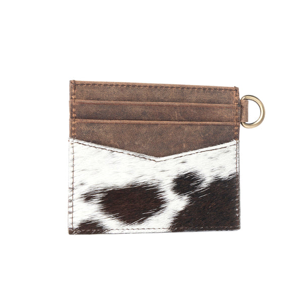 Cowtown Card Holder for Women in black with hair-on detail - Myra USA