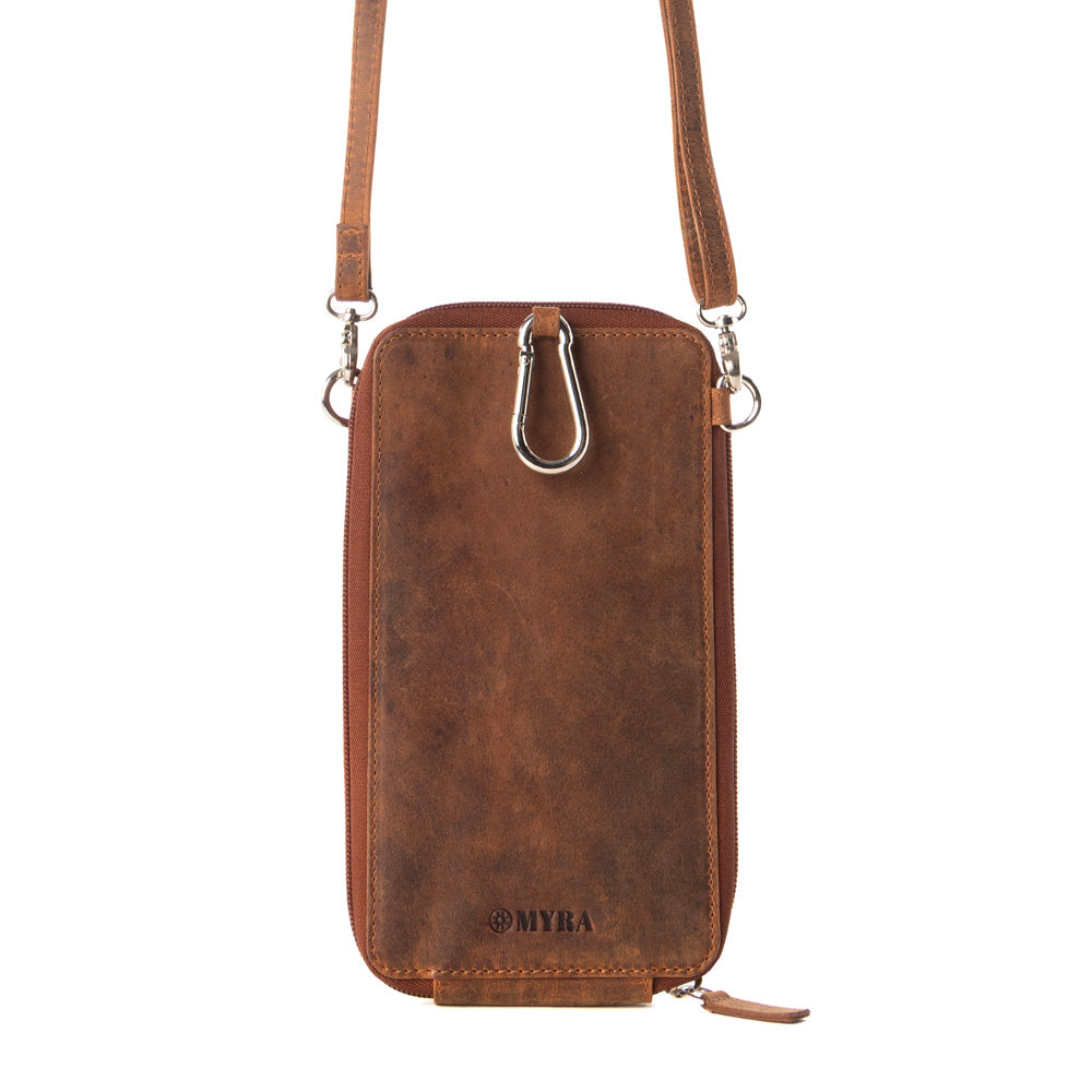 Wildtouch Western Phone Crossbody in tan with leather detail - Myra USA