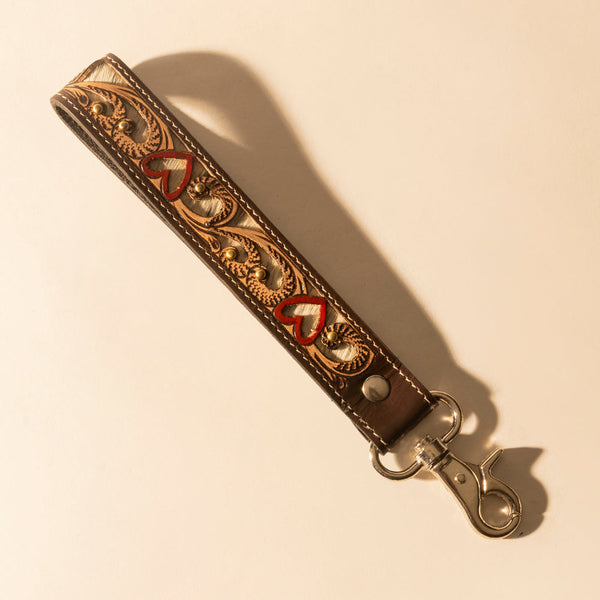 Wildhue Western Key Fob in brown with handtooled detail - Myra USA