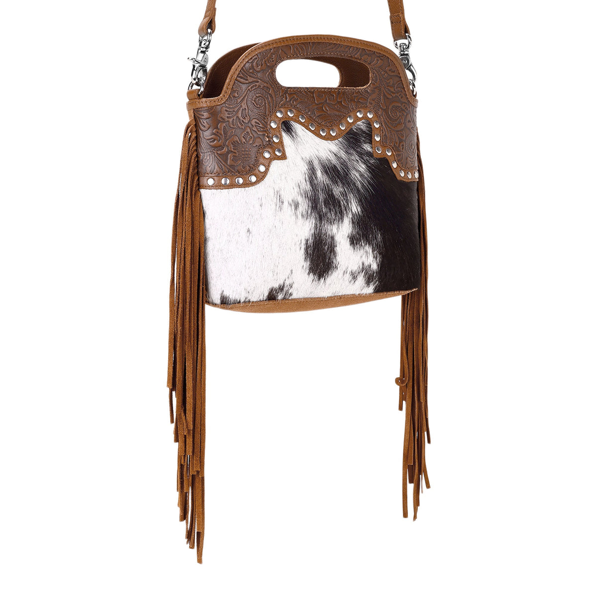 Myra Nolina Crossbody Bag for Women in tan with hair on and tooled leather - Myra USA