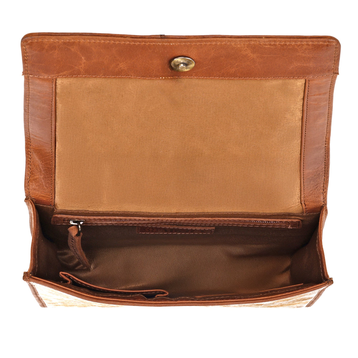 Myra Hollowbend Crossbody Bag for Women in tan with hair on and leather strap - Myra USA