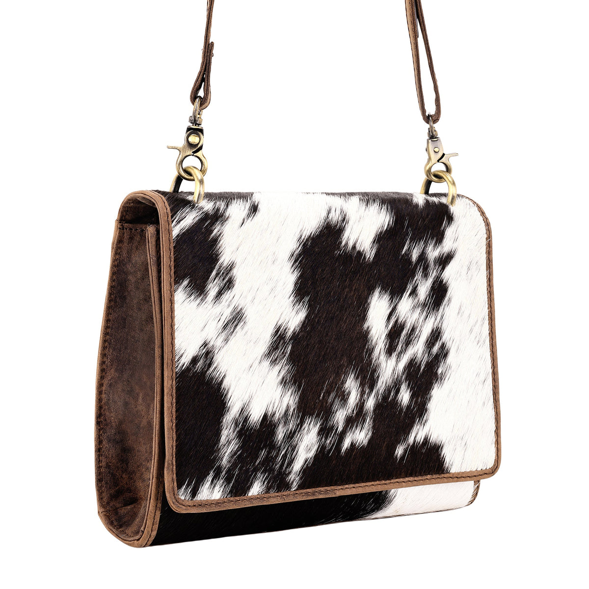 Myra Hollowbend Crossbody Bag for Women in brown and white with hair on and leather strap - Myra USA