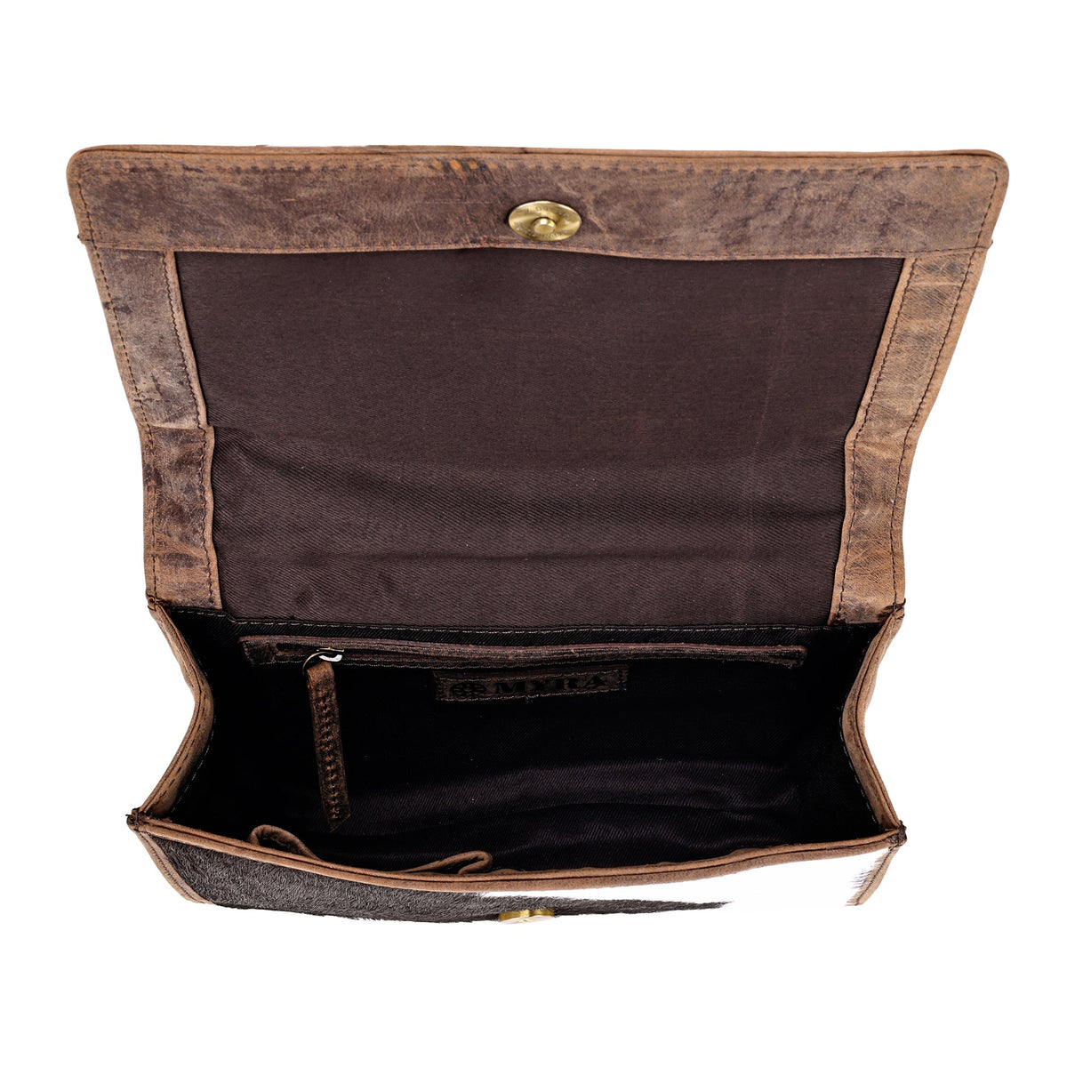 Myra Hollowbend Crossbody Bag for Women in brown and white with hair on and leather strap - Myra USA