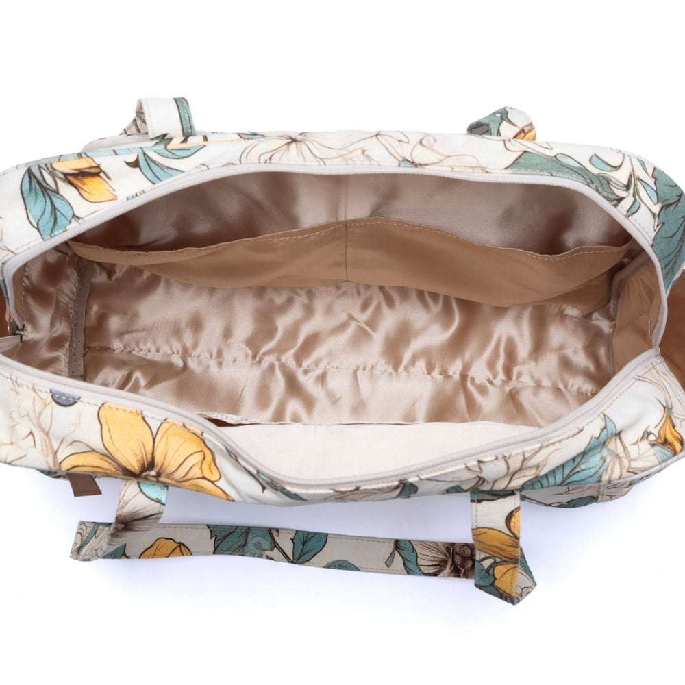 Myra Sunnyfield Cotton Diaper Bag in Ochre Fern - Myra USA