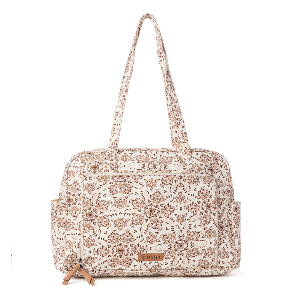 Myra Sunnyfield Cotton Diaper Bag in Mocha Beige - Myra USA