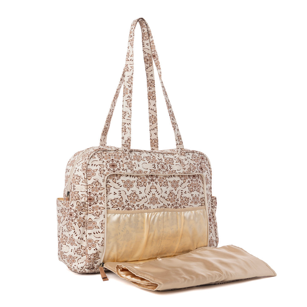Myra Sunnyfield Cotton Diaper Bag in Mocha Beige - Myra USA