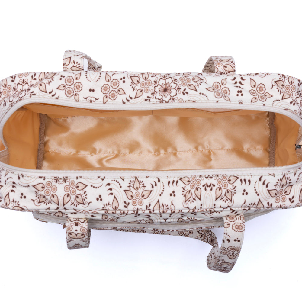 Myra Sunnyfield Cotton Diaper Bag in Mocha Beige - Myra USA