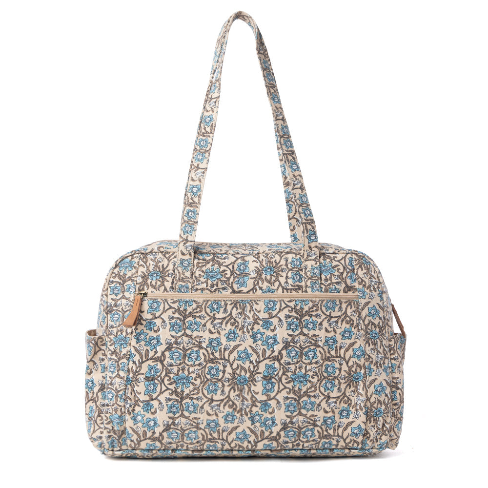 Myra Sunnyfield Cotton Diaper Bag in Dusty Teal - Myra USA