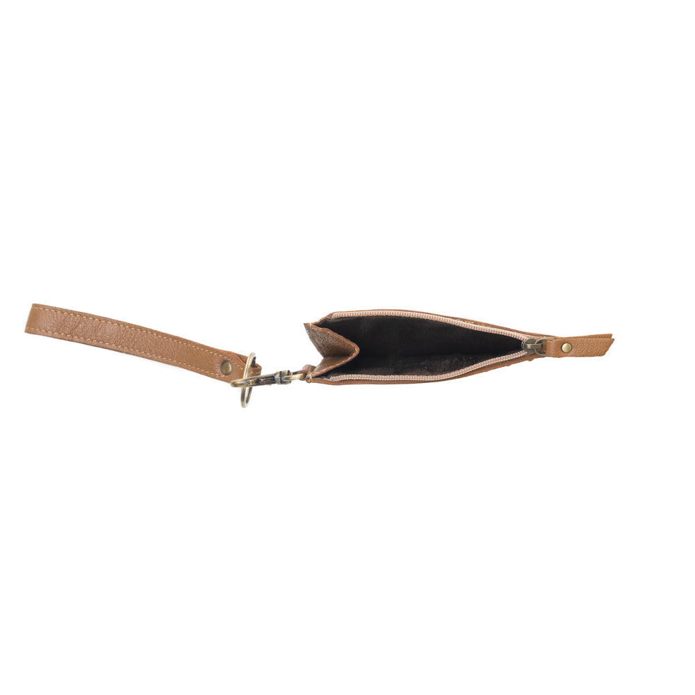Hand Hewn Western Card Holder for Women in Khaki with hairon detail - Myra USA