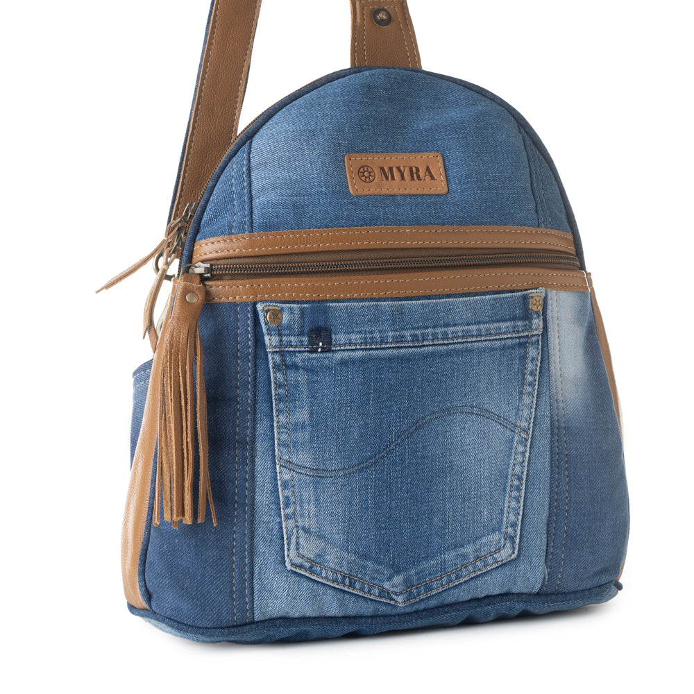 Bluejean fanny pack bag for Women in blue with denim and Front Pocket - Myra USA