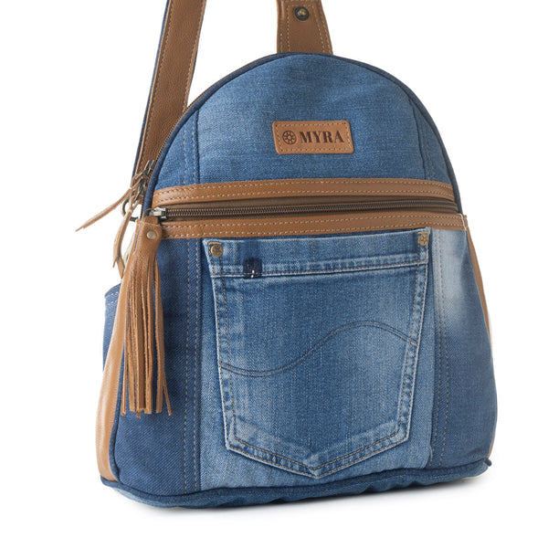 Bluejean fanny pack bag for Women in blue with denim and Front Pocket - Myra USA