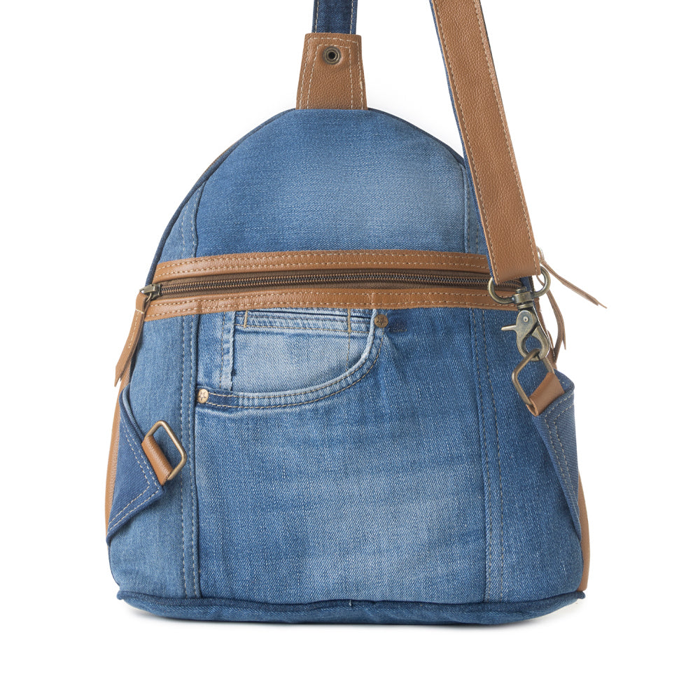 Bluejean fanny pack bag for Women in blue with denim and Front Pocket - Myra USA