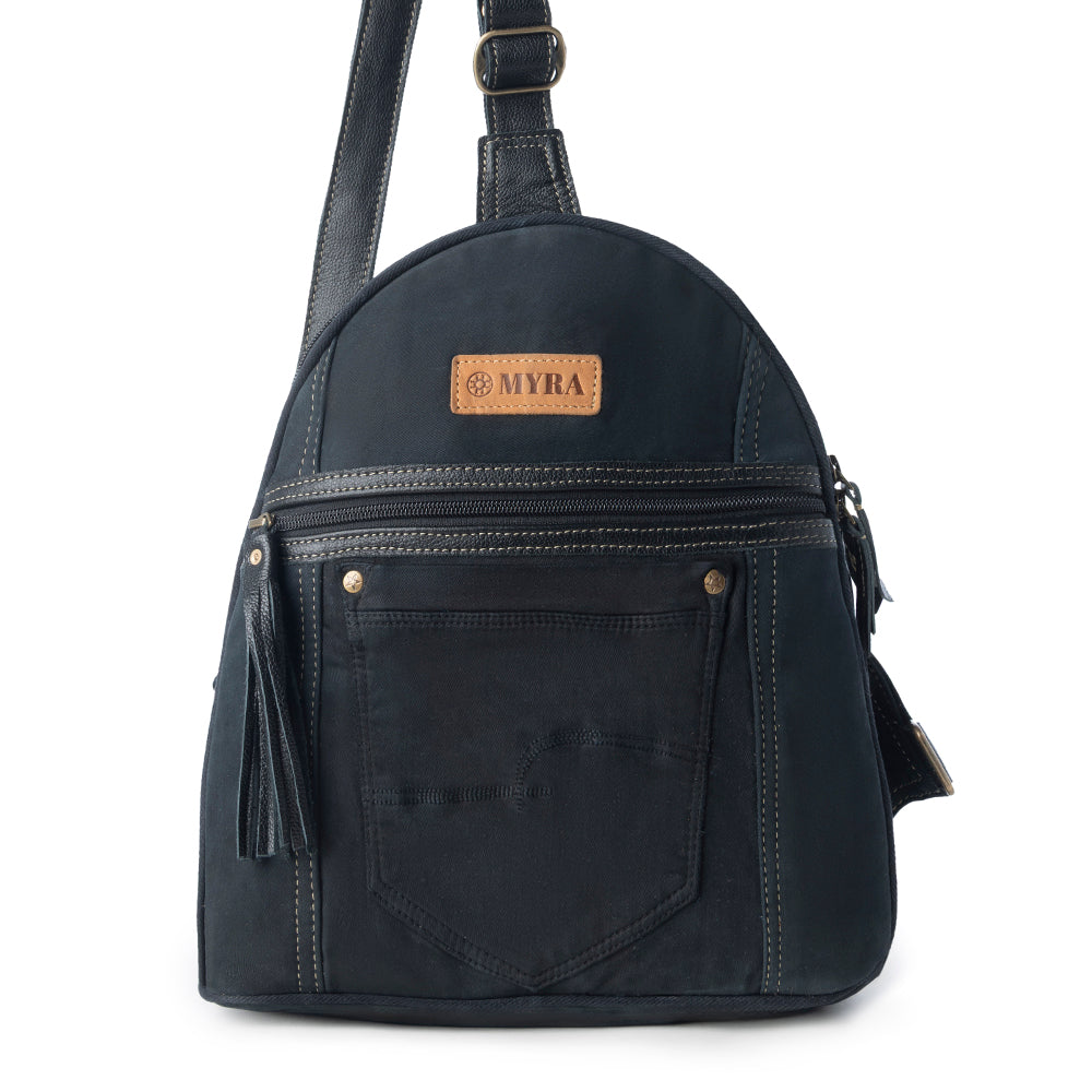 Bandit Denim Fanny Pack Bag for Women in blue with denim and Front Pocket - Myra USA