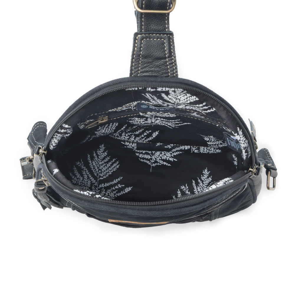 Bandit Denim Fanny Pack Bag for Women in blue with denim and Front Pocket - Myra USA