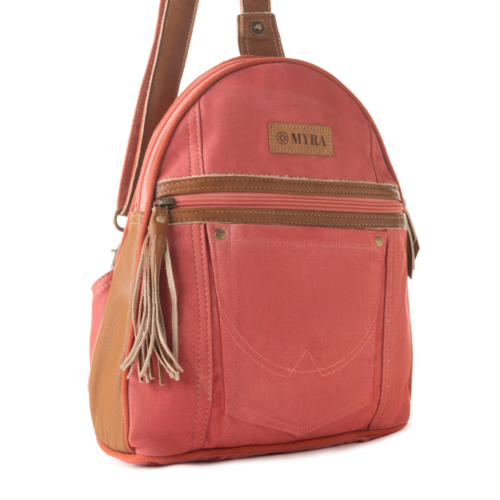 Bandit Denim Fanny Pack Bag for Women in rust with canvas and Front Pocket - Myra USA