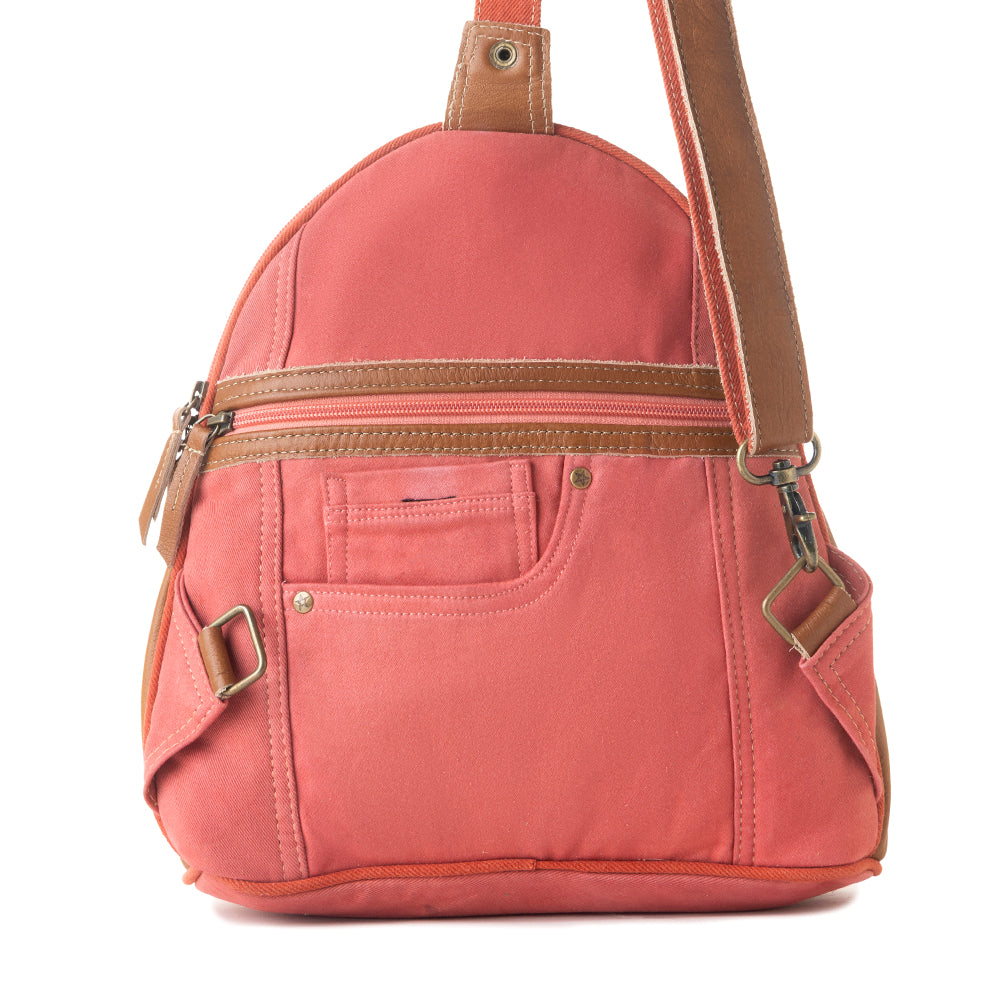 Bandit Denim Fanny Pack Bag for Women in rust with canvas and Front Pocket - Myra USA